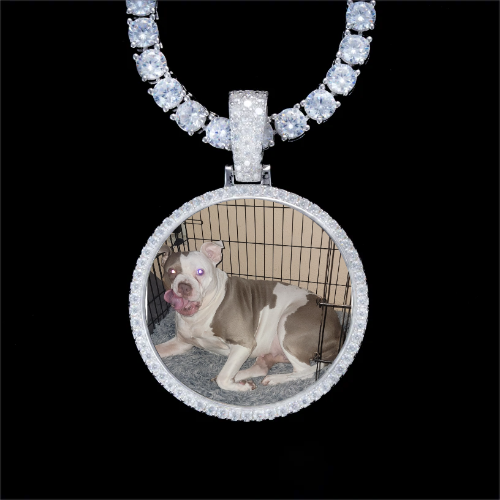 925S & VVS Moissanite 3D Circle Custom Picture Pendant