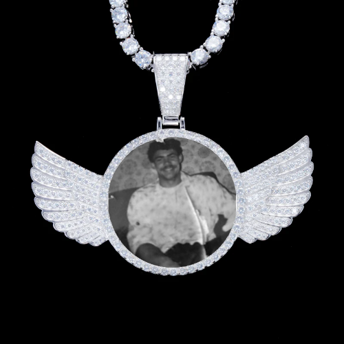 925S & VVS Moissanite 3D Wing Custom Picture Pendant