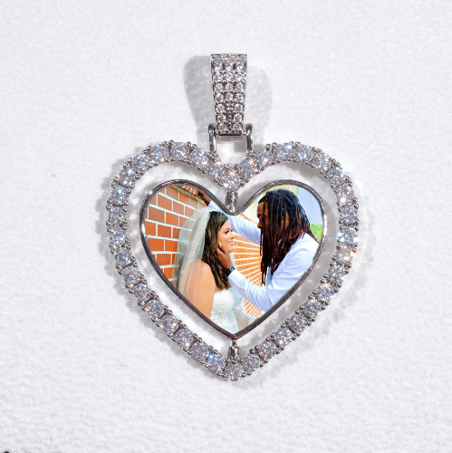 3D Spinning 2-Faced Heart Custom Picture Pendant