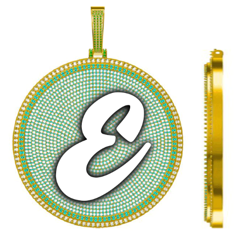 CUSTOM LETTER NECKLACE 3D BIG DISC