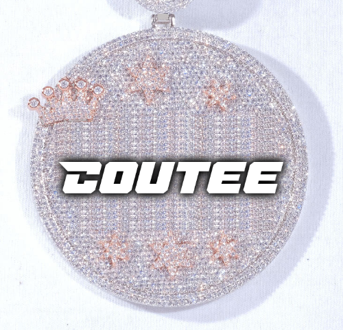CUSTOM LETTER NECKLACE 3D BIG CROWN DISC