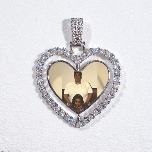 3D Spinning 2-Faced Heart Custom Picture Pendant