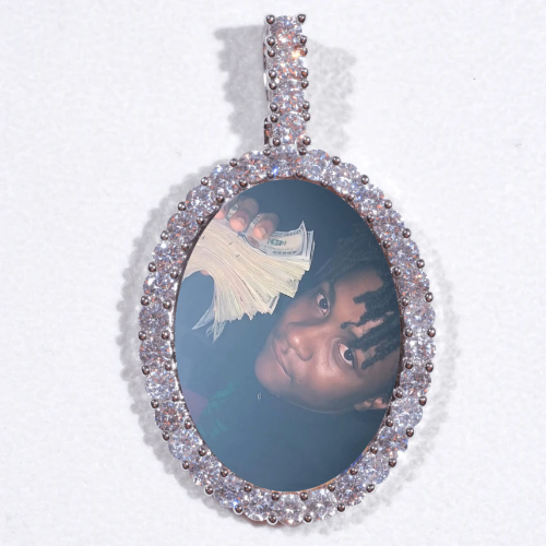 Large 3D Oval Custom Picture Pendant