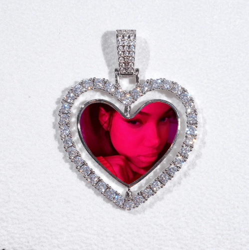 3D Spinning 2-Faced Heart Custom Picture Pendant
