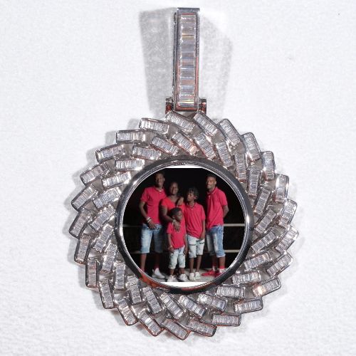Large 3D Baguette Custom Picture Pendant