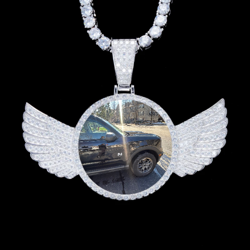 925S & VVS Moissanite 3D Wing Custom Picture Pendant