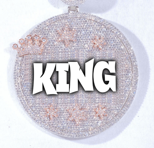 CUSTOM LETTER NECKLACE 3D BIG CROWN DISC