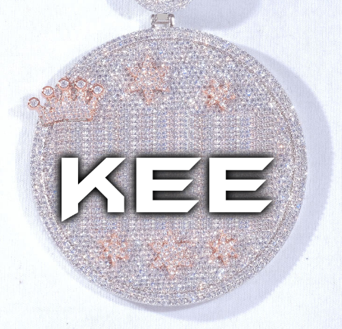 CUSTOM LETTER NECKLACE 3D BIG CROWN DISC