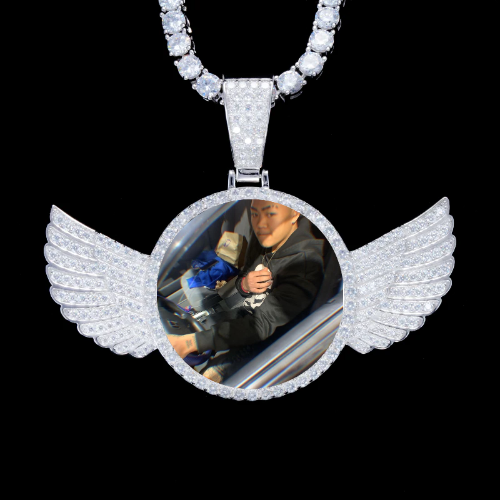 925S & VVS Moissanite 3D Wing Custom Picture Pendant