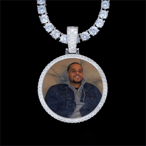 925S & VVS Moissanite 3D Circle Custom Picture Pendant