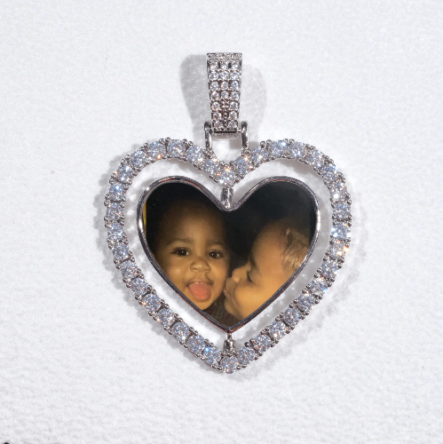 3D Spinning 2-Faced Heart Custom Picture Pendant