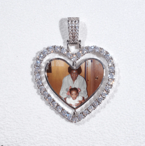 3D Spinning 2-Faced Heart Custom Picture Pendant