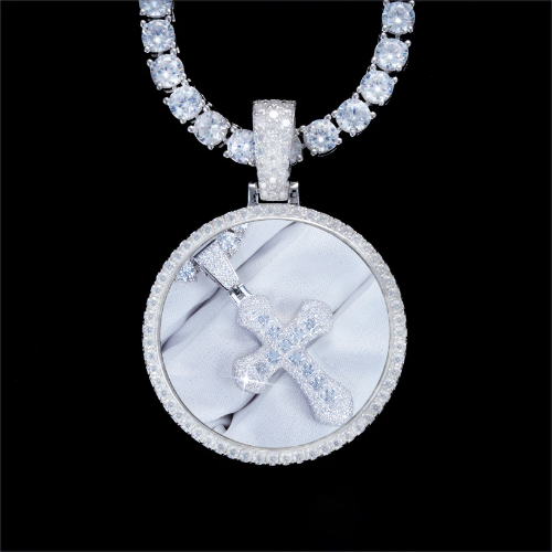 925S & VVS Moissanite 3D Circle Custom Picture Pendant