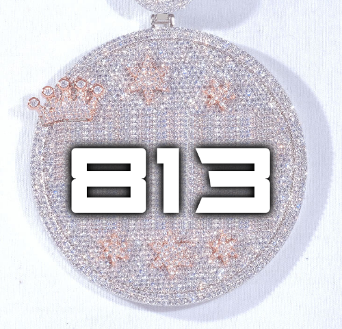 CUSTOM LETTER NECKLACE 3D BIG CROWN DISC