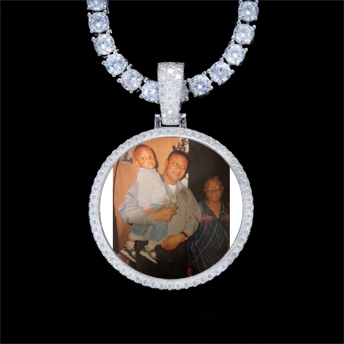 925S & VVS Moissanite 3D Circle Custom Picture Pendant