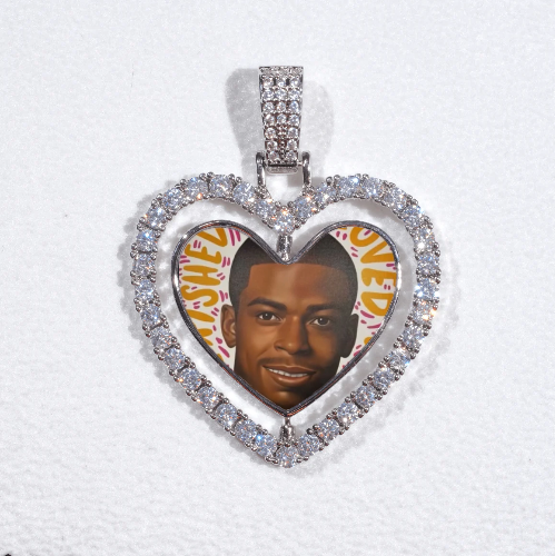 3D Spinning 2-Faced Heart Custom Picture Pendant