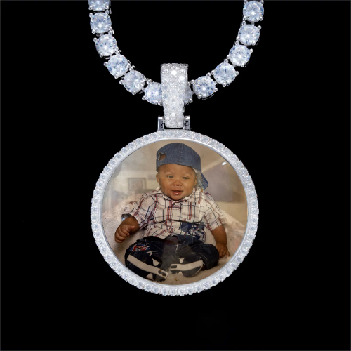 925S & VVS Moissanite 3D Circle Custom Picture Pendant