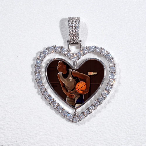 3D Spinning 2-Faced Heart Custom Picture Pendant