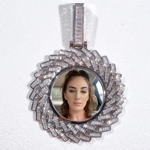 Large 3D Baguette Custom Picture Pendant