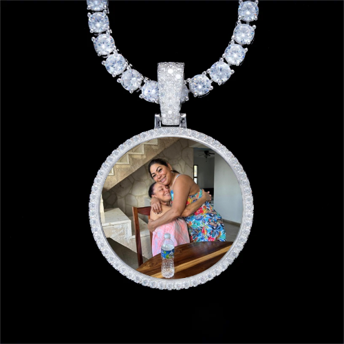 925S & VVS Moissanite 3D Circle Custom Picture Pendant