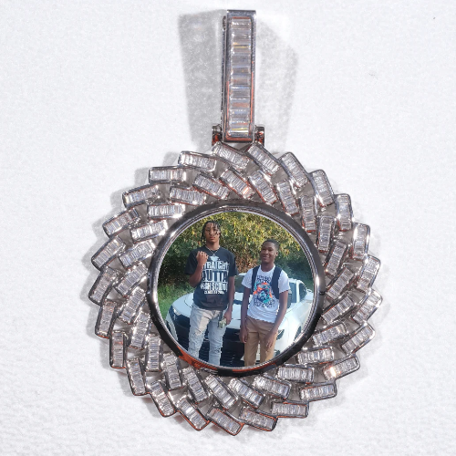 Large 3D Baguette Custom Picture Pendant