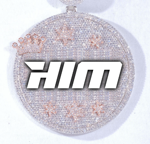 CUSTOM LETTER NECKLACE 3D BIG CROWN DISC