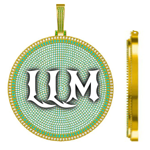 CUSTOM LETTER NECKLACE 3D BIG DISC