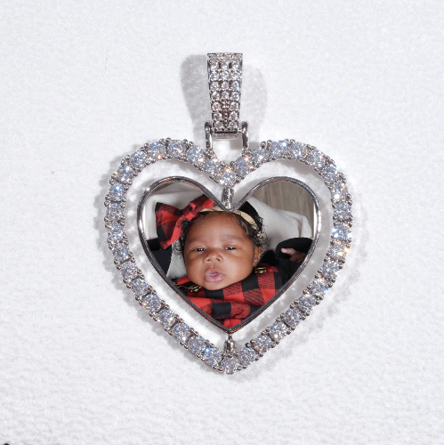 3D Spinning 2-Faced Heart Custom Picture Pendant