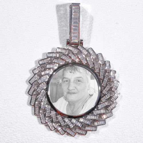 Large 3D Baguette Custom Picture Pendant