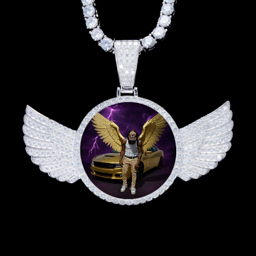 925S & VVS Moissanite 3D Wing Custom Picture Pendant