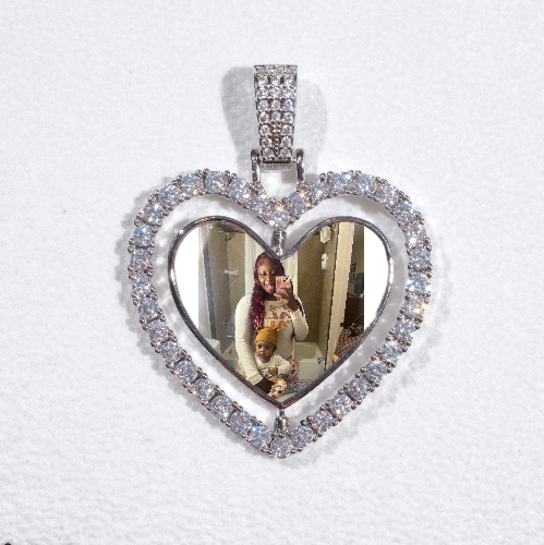 3D Spinning 2-Faced Heart Custom Picture Pendant