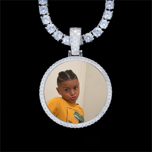 925S & VVS Moissanite 3D Circle Custom Picture Pendant