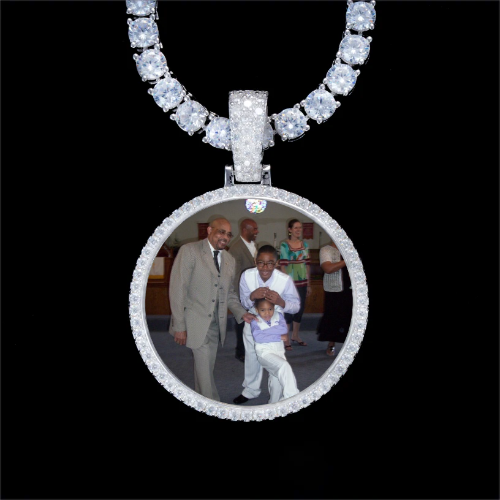 925S & VVS Moissanite 3D Circle Custom Picture Pendant