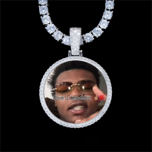 925S & VVS Moissanite 3D Circle Custom Picture Pendant