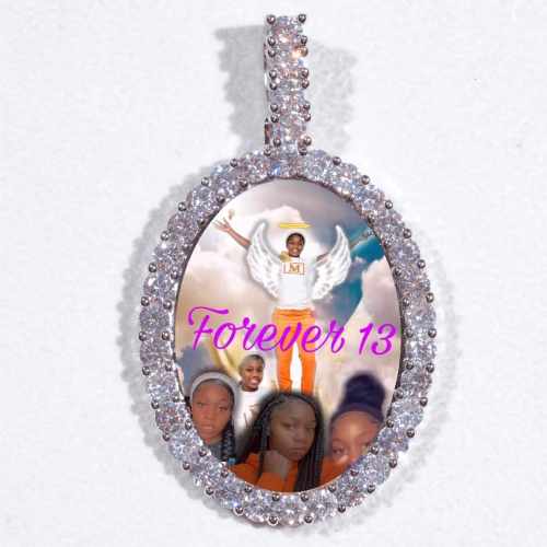 Large 3D Oval Custom Picture Pendant