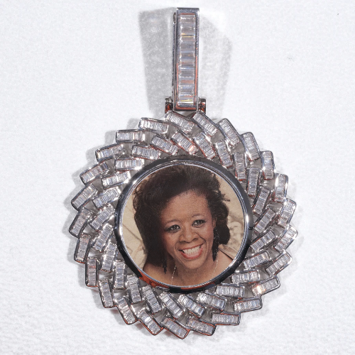 Large 3D Baguette Custom Picture Pendant