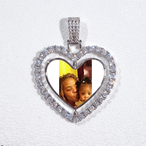 3D Spinning 2-Faced Heart Custom Picture Pendant