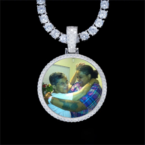 925S & VVS Moissanite 3D Circle Custom Picture Pendant