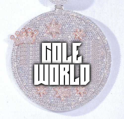 CUSTOM LETTER NECKLACE 3D BIG CROWN DISC