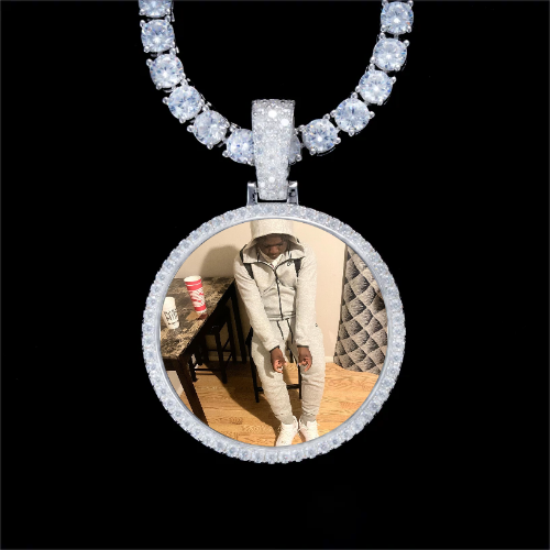 925S & VVS Moissanite 3D Circle Custom Picture Pendant