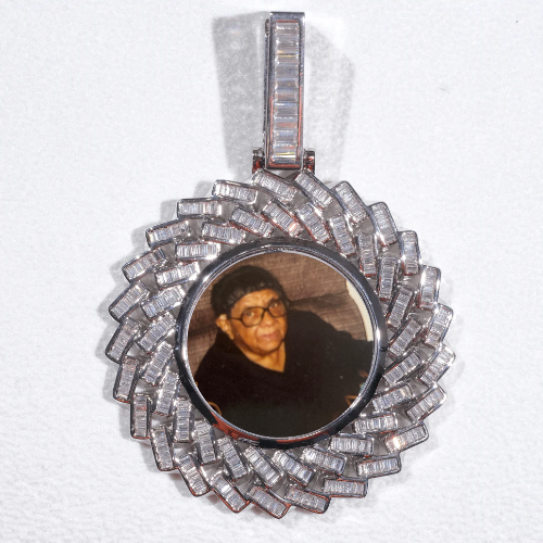Large 3D Baguette Custom Picture Pendant