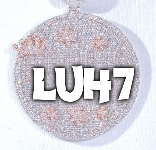 CUSTOM LETTER NECKLACE 3D BIG CROWN DISC