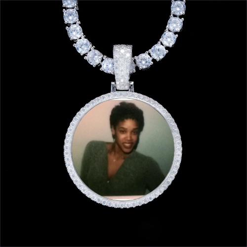 925S & VVS Moissanite 3D Circle Custom Picture Pendant
