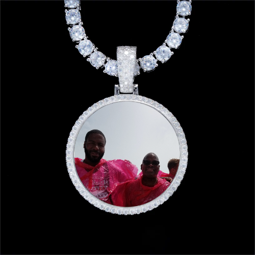 925S & VVS Moissanite 3D Circle Custom Picture Pendant