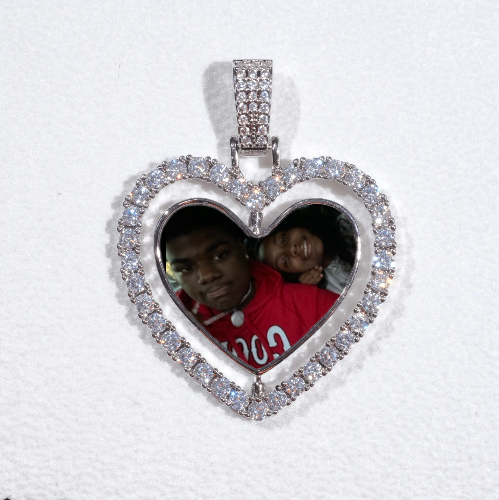 3D Spinning 2-Faced Heart Custom Picture Pendant