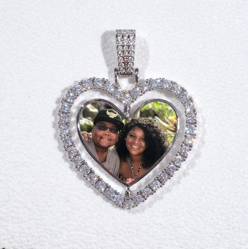 3D Spinning 2-Faced Heart Custom Picture Pendant