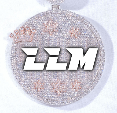 CUSTOM LETTER NECKLACE 3D BIG CROWN DISC