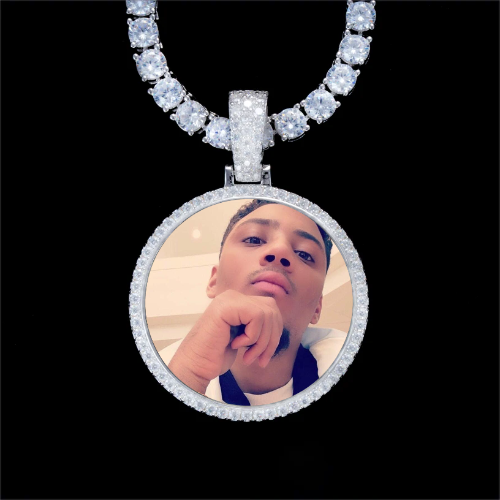 925S & VVS Moissanite 3D Circle Custom Picture Pendant