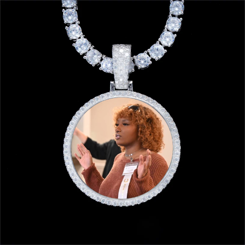 925S & VVS Moissanite 3D Circle Custom Picture Pendant