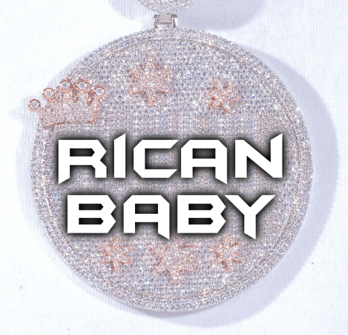 CUSTOM LETTER NECKLACE 3D BIG CROWN DISC